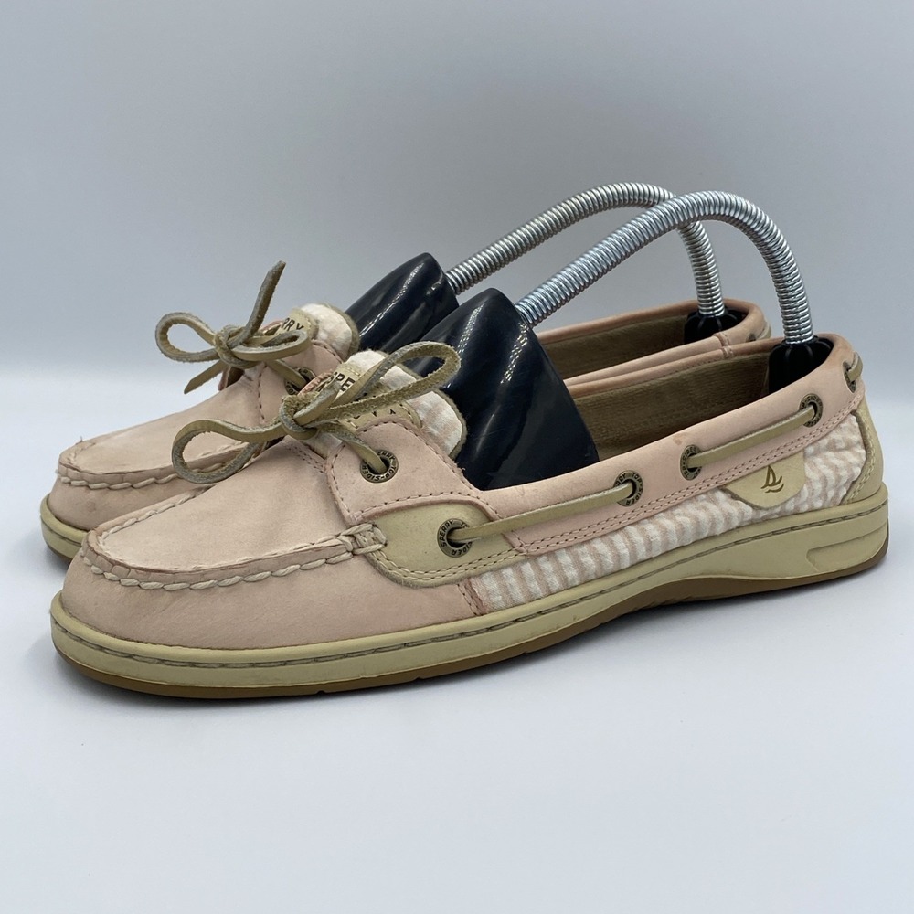 Sperry Top-Sider Angelfish Women's 9M Pink Plaid Leather Fabric Boat Shoes